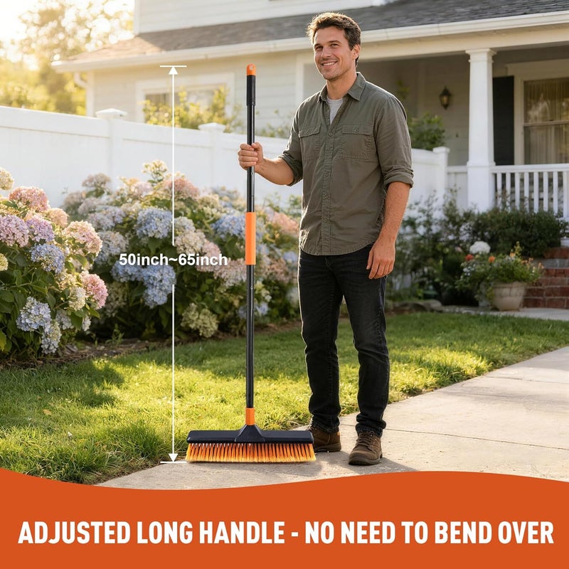 CLEANHOME 18" Push Broom Outdoor for Floor Cleaning with Extendable Long Handle, Stiff Bristle Heavy Duty Broom for Bathroom, Kitchen, Tub, Tile, Patio, Deck, Concrete, Industrial - Image 3